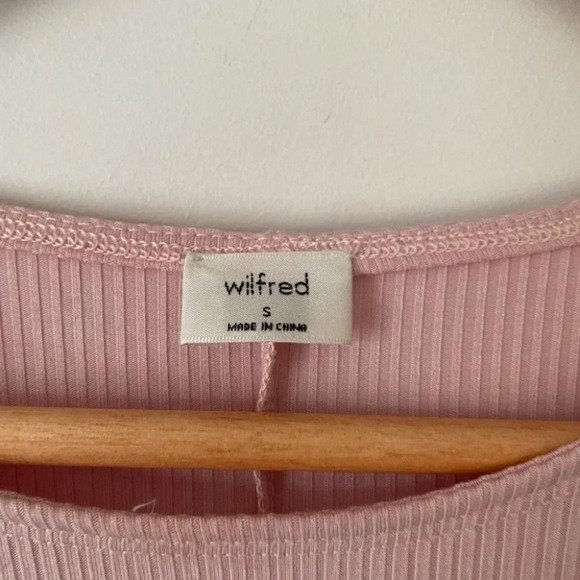 Aritzia Wilfred Poetic PINK Amelia Long Sleeve Ribbed Jersey Dress NWT Sz Small - Picture 8 of 9